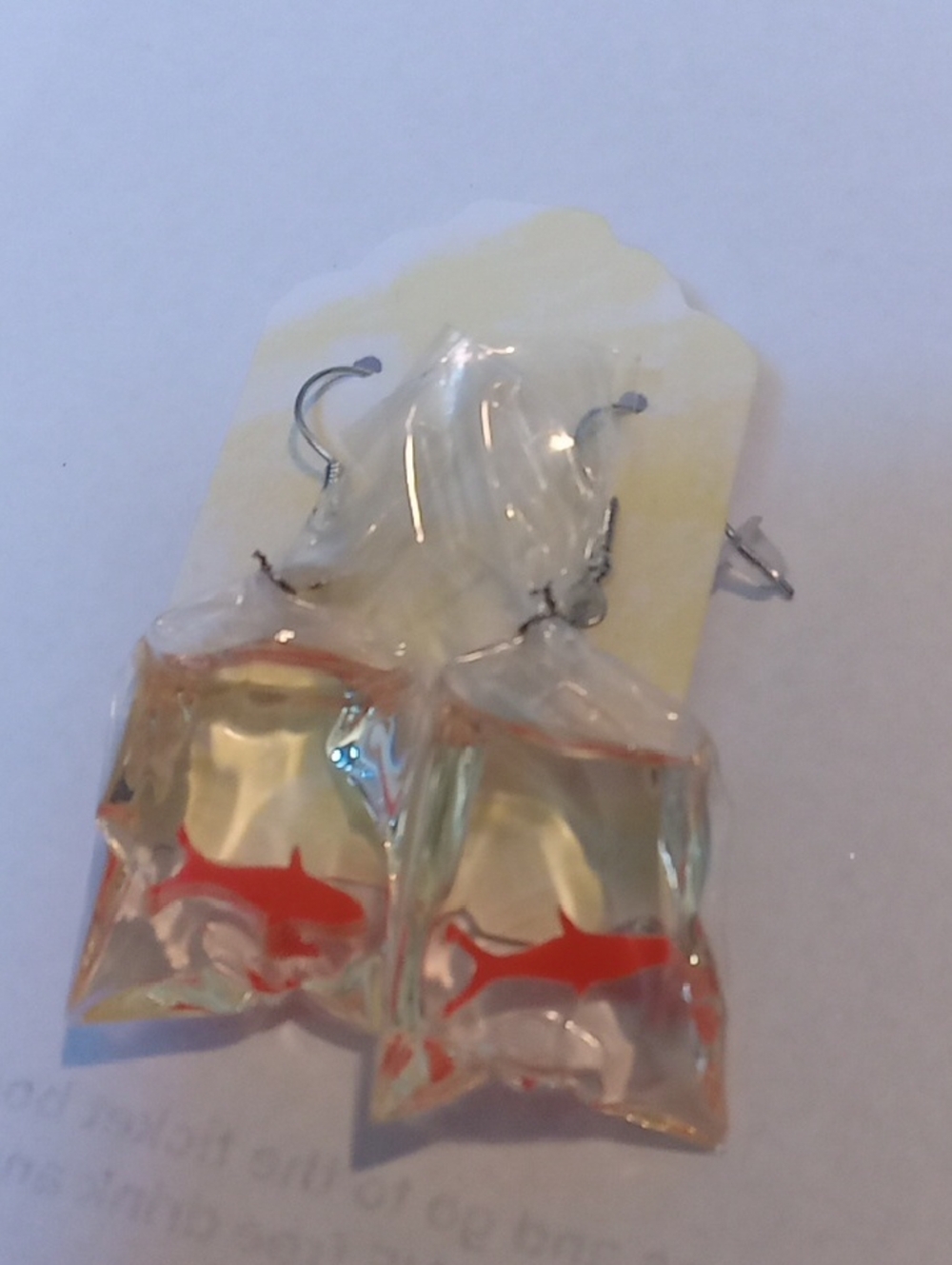 Gold Fish In A Bag Earrings